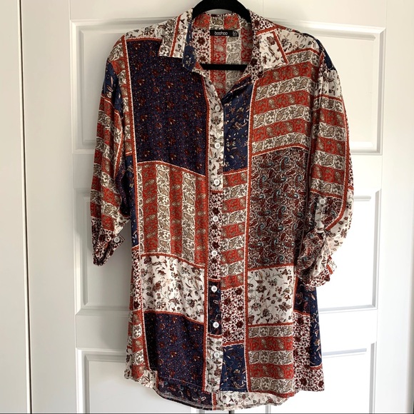 Boohoo Dresses & Skirts - Patchwork button up dress